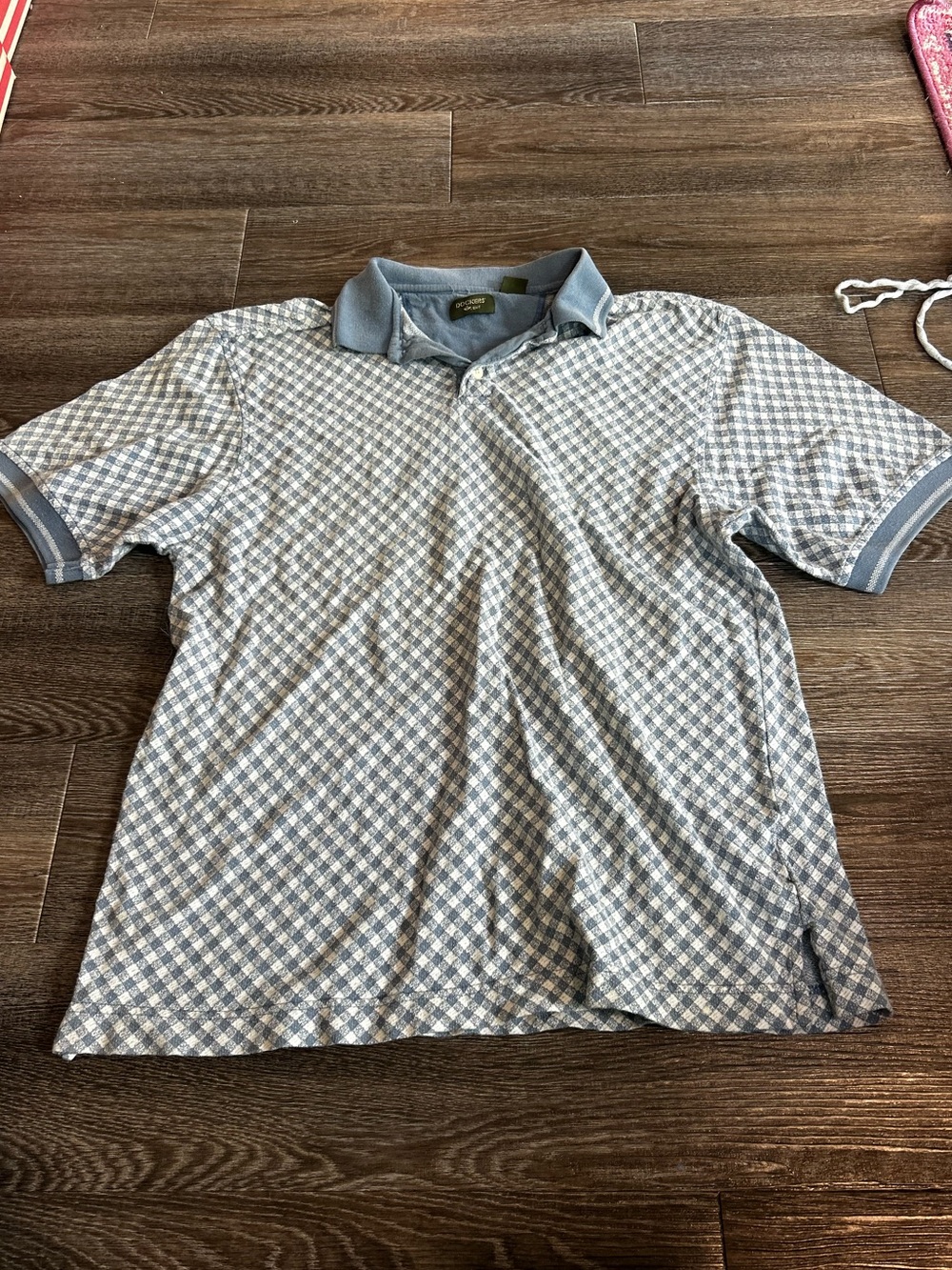 Dockers Light Blue and White Check Polo